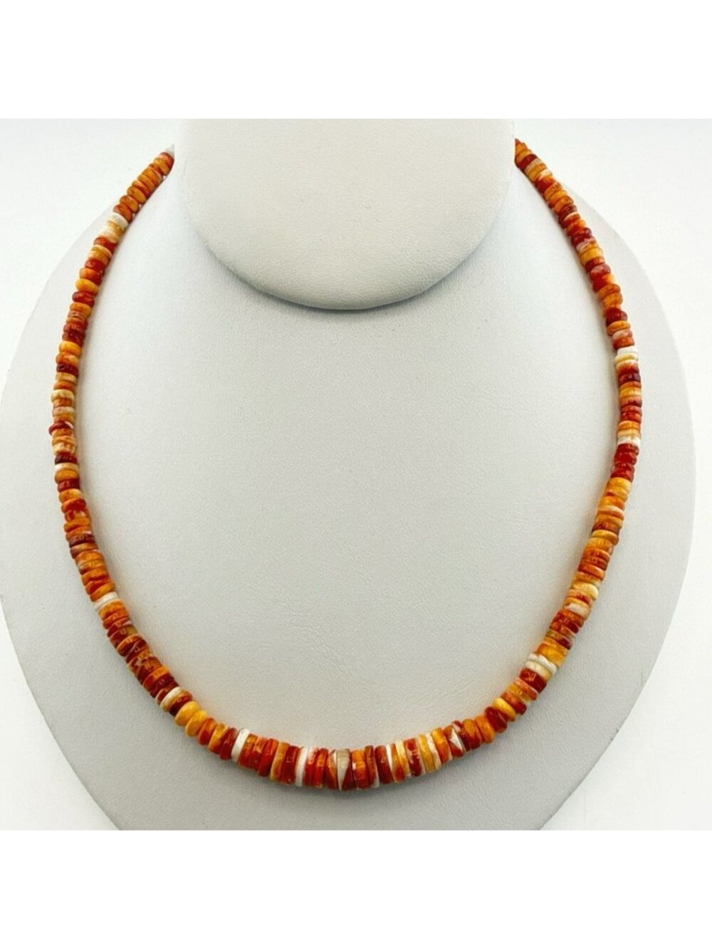 Jay King Spiny Oyster Necklace Orange Shell Graduated Sterling Silver 925